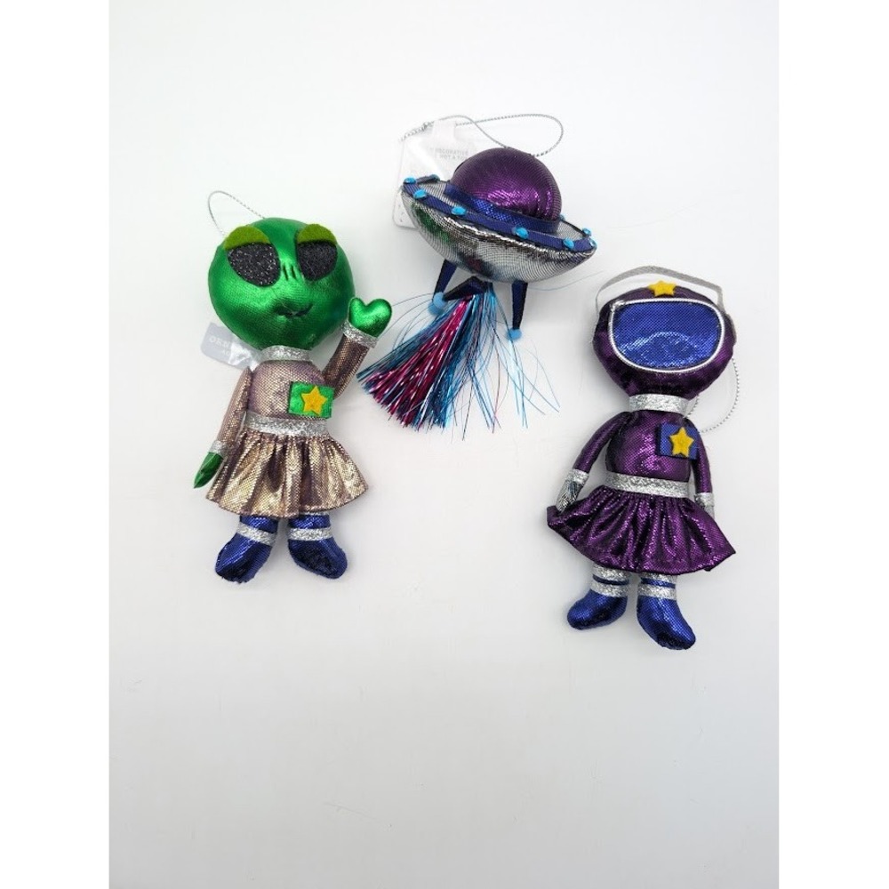 3 Set Target Wondershop Space Alien UFO Spaceship Astronaut Ornaments Metallic